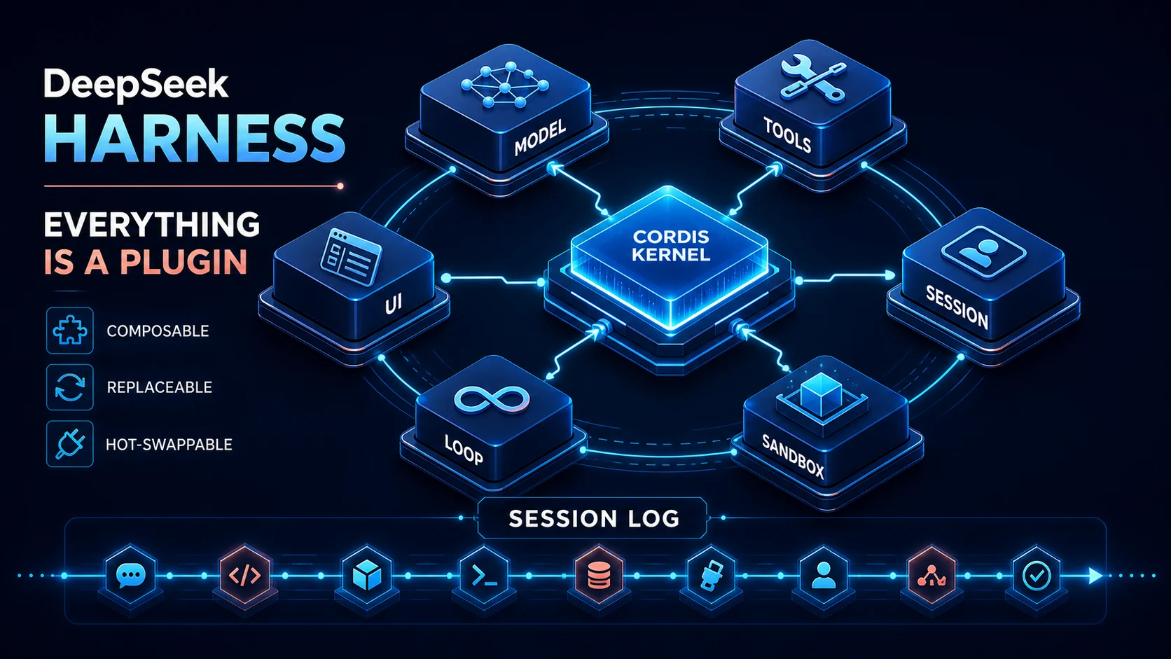 DeepSeek Harness：Cordis 内核、能力插件与追加式会话日志
